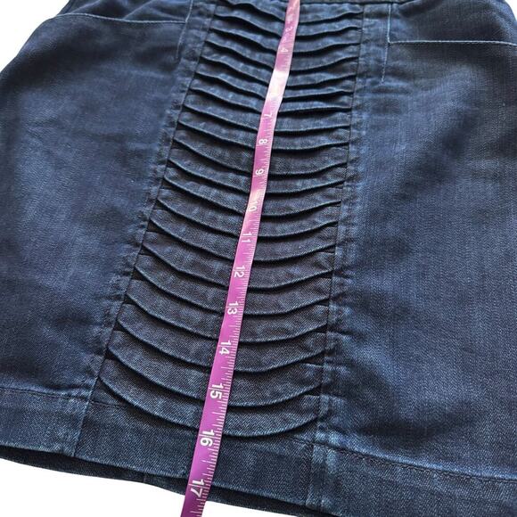 Anthropologie Leifsdottir Denim mini skirt Womens Sz 4 Pleated jean Pockets - Picture 8 of 10